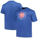 【送料無料】 プロファイル メンズ Tシャツ トップス Men's Profile Heather Royal Chicago Cubs Big & Tall Weathered Logo T-Shirt Cub Blue
