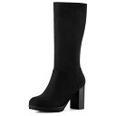 【送料無料】 アレグラ ケー レディース ブーツ・レインブーツ シューズ Women's Mid Calf Block Heel Boots Black