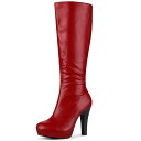【送料無料】 アレグラ ケー レディース ブーツ・レインブーツ シューズ Women's Chunky Heel Round Toe Platform Knee...