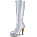 【送料無料】 アレグラ ケー レディース ブーツ・レインブーツ シューズ Women's Chunky Heel Round Toe Platform Knee...