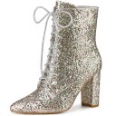 【送料無料】 アレグラ ケー レディース ブーツ・レインブーツ シューズ Women's Glitter Pointed Toe Block Heel Ankl...