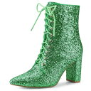 【送料無料】 アレグラ ケー レディース ブーツ・レインブーツ シューズ Women's Glitter Pointed Toe Block Heel Ankl...