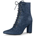 【送料無料】 アレグラ ケー レディース ブーツ・レインブーツ シューズ Women's Glitter Pointed Toe Block Heel Ankl...