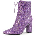 【送料無料】 アレグラ ケー レディース ブーツ・レインブーツ シューズ Women's Glitter Pointed Toe Block Heel Ankl...