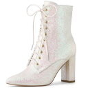 【送料無料】 アレグラ ケー レディース ブーツ・レインブーツ シューズ Women's Glitter Pointed Toe Block Heel Ankl...