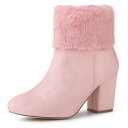 【送料無料】 アレグラ ケー レディース ブーツ・レインブーツ シューズ Women's Faux Fur Block Heel Snow Ankle Boots Pink