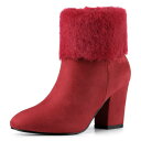 【送料無料】 アレグラ ケー レディース ブーツ・レインブーツ シューズ Women's Faux Fur Block Heel Snow Ankle Boot...
