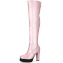 【送料無料】 アレグラ ケー レディース ブーツ・レインブーツ シューズ Women's Platform Boots Chunky Heel Over Kne...