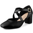 【送料無料】 アレグラ ケー レディース パンプス シューズ Women's Square Toe Chunky Heels Dress Shoes Black(4)