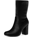 【送料無料】 アレグラ ケー レディース ブーツ・レインブーツ シューズ Women's Velvet Round Toe Block Heels Foldab...