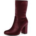 【送料無料】 アレグラ ケー レディース ブーツ・レインブーツ シューズ Women's Velvet Round Toe Block Heels Foldab...