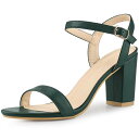【送料無料】 アレグラ ケー レディース パンプス シューズ Women's Open Toe Slingback Heels Ankle Strap High Block Heel Sandals Green(4)