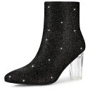 【送料無料】 アレグラ ケー レディース ブーツ・レインブーツ シューズ Women's Clear Block Heel Glitter Ankle Boot...