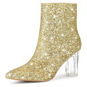 【送料無料】 アレグラ ケー レディース ブーツ・レインブーツ シューズ Women's Clear Block Heel Glitter Ankle Boot...