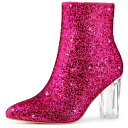 【送料無料】 アレグラ ケー レディース ブーツ・レインブーツ シューズ Women's Clear Block Heel Glitter Ankle Boot...