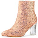 【送料無料】 アレグラ ケー レディース ブーツ・レインブーツ シューズ Women's Clear Block Heel Glitter Ankle Boot...