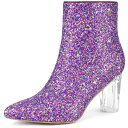 【送料無料】 アレグラ ケー レディース ブーツ・レインブーツ シューズ Women's Clear Block Heel Glitter Ankle Boot...