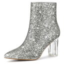 【送料無料】 アレグラ ケー レディース ブーツ・レインブーツ シューズ Women's Clear Block Heel Glitter Ankle Boot...