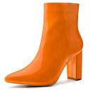 【送料無料】 アレグラ ケー レディース ブーツ・レインブーツ シューズ Women's Chunky Heel Pointed Toe Zipper Ankl...