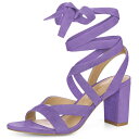 【送料無料】 アレグラ ケー レディース パンプス シューズ Women's Crisscross Chunky Heel Lace Ups Sandals Purple(4)