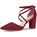 【送料無料】 アレグラ ケー レディース パンプス シューズ Women's Crisscross Strap Wedding Shoes Pointed Toe Chunky Heels Pumps Burgundy(4)