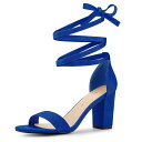 【送料無料】 アレグラ ケー レディース パンプス シューズ Women's Lace Up and Ankle Strap Chunky Heel Sandals Deep Blue(4)