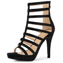 【送料無料】 アレグラ ケー レディース パンプス シューズ Women's Stiletto Platform Heels Strappy Gladiator Heel Sandals Black