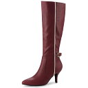 【送料無料】 アレグラ ケー レディース ブーツ・レインブーツ シューズ Women's Pointy Toe Buckle Stiletto Heel Kne...