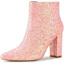 【送料無料】 アレグラ ケー レディース ブーツ・レインブーツ シューズ Women's Glitter Pointed Toe Chunky Heel Ank...