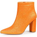 【送料無料】 アレグラ ケー レディース ブーツ・レインブーツ シューズ Women's Glitter Pointed Toe Chunky Heel Ankle Boots Orange(4)