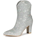 【送料無料】 アレグラ ケー レディース ブーツ・レインブーツ シューズ Women's Glitter V Shape Pointy Toe Back Zip...
