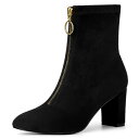 【送料無料】 アレグラ ケー レディース ブーツ・レインブーツ シューズ Women's Front Zipper Chunky High Heel Ankle...