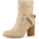 【送料無料】 アレグラ ケー レディース ブーツ・レインブーツ シューズ Women's Bow Decor Side Zipper Chunky Heel A...