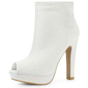 【送料無料】 アレグラ ケー レディース ブーツ・レインブーツ シューズ Women's Glitter Platform Chunky Heeled Open...