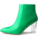 【送料無料】 アレグラ ケー レディース ブーツ・レインブーツ シューズ Women's Clear Heel Pointed Toe Chunky Heels...