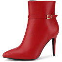 【送料無料】 アレグラ ケー レディース ブーツ・レインブーツ シューズ Women's Pointed Toe Buckle Strap Stiletto H...