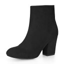 【送料無料】 アレグラ ケー レディース ブーツ・レインブーツ シューズ Women's Round Toe Chunky Heel Ankle Boots B...