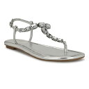 【送料無料】 ナインウェスト レディース サンダル シューズ Nine West Dynasti Women's Square Toe Flat Embellished Sandals Silver(4)