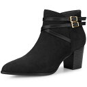 【送料無料】 アレグラ ケー レディース ブーツ・レインブーツ シューズ Women's Strappy Pointed Toe Buckle Chunky H...