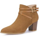【送料無料】 アレグラ ケー レディース ブーツ・レインブーツ シューズ Women's Strappy Pointed Toe Buckle Chunky H...