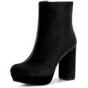 【送料無料】 アレグラ ケー レディース ブーツ・レインブーツ シューズ Women's Platform Block Heels Faux Velvet An...
