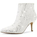 【送料無料】 アレグラ ケー レディース ブーツ・レインブーツ シューズ Women's Glitter Sparkle Lace Stiletto Heels...