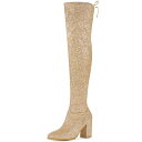 【送料無料】 アレグラ ケー レディース ブーツ・レインブーツ シューズ Women's Glitter Boots Round Toe Chunky Heel...