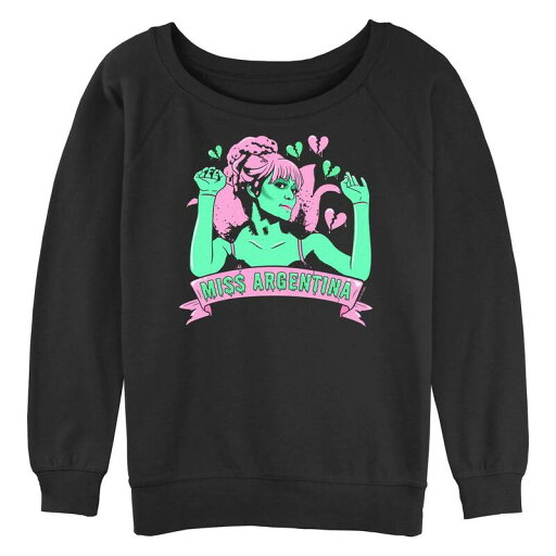 【送料無料】 ライセンス キャラクター レディース Tシャツ トップス Juniors' Beetlejuice Miss Argentina Graphic Pullover Black 【送料無料】 ライセンス キャラクター レディース Tシャツ トップス Juniors' Beetlejuice Miss Argentina Graphic Pullover Black