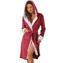 【送料無料】 cheibear レディース ナイトウェア アンダーウェア Womens Fluffy Hooded Bathrobe Plush Long Sp...