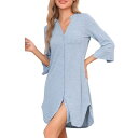 【送料無料】 cheibear レディース ナイトウェア アンダーウェア Women's Long Sleeve Nightshirt Button Down ...