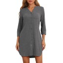 【送料無料】 cheibear レディース ナイトウェア アンダーウェア Women's Long Sleeve Nightshirt Button Down ...