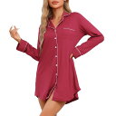 【送料無料】 cheibear レディース ナイトウェア アンダーウェア Women's Sleepshirt Long Sleeve Shirt Button...
