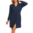 【送料無料】 cheibear レディース ナイトウェア アンダーウェア Women's Waffle Knit Nightshirt Long Sleeve ...