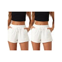 【送料無料】 cheibear レディース ナイトウェア アンダーウェア 2 Pack Womens Pajama Bottom Stretch Drawstring with Pockets Sleepwear Lounge Shorts White